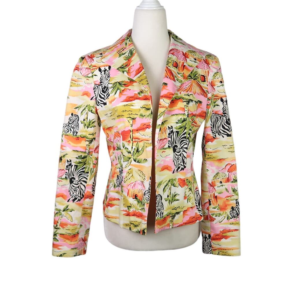 Vintage 90s Harve Benard orange multicolor zebra print jacket 8P